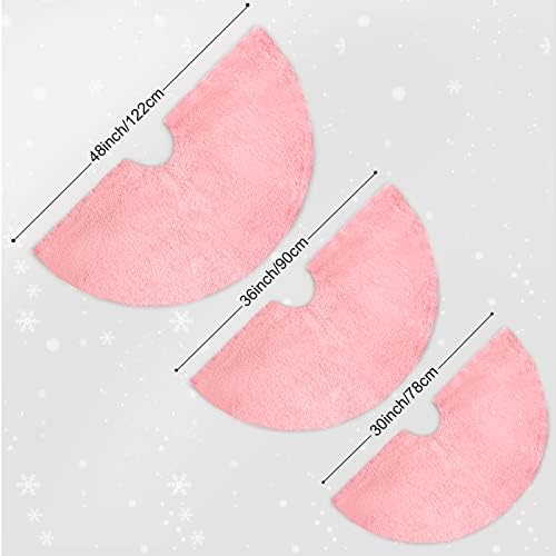 Christmas Tree Skirt 30 inch Pink Faux Fur Soft Fluffy Ornaments Xmas Tree Skirts for Xmas Tree Ornaments and Party Holiday Decorations - Image 5