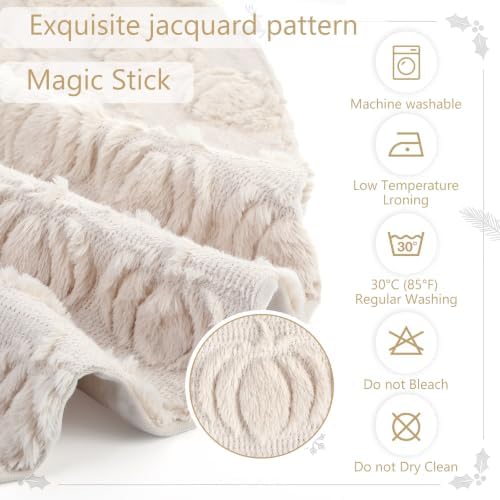 Thenshop Fall Tree Skirt 36 Inch Beige Plush with 3D Pumpkins - Image 3