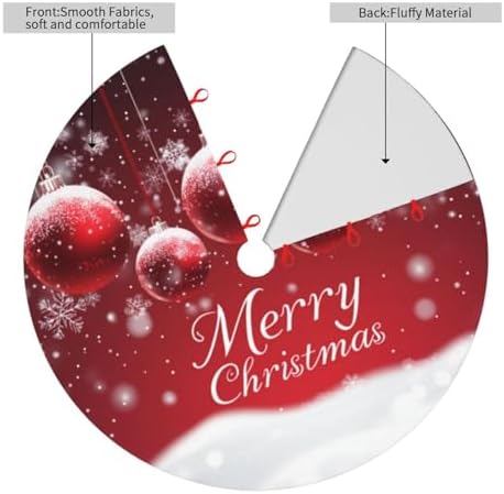 Christmas Tree Skirt Red Ball Christmas Pattern Xmas Soft Polyester Holiday Tree Base Cover, Decorative Xmas Tree Mat 36 Inch for Home, School, Office - Image 2