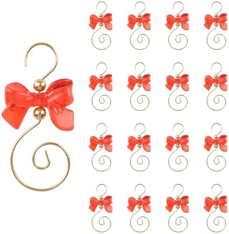 INCREWAY 30 Pcs Red Bow Ornament Hook Christmas Ornament Hook S-Shaped Hanger Crystal Jeweled Swirl for Crafts Xmas Decoration (Golden) by ForHome