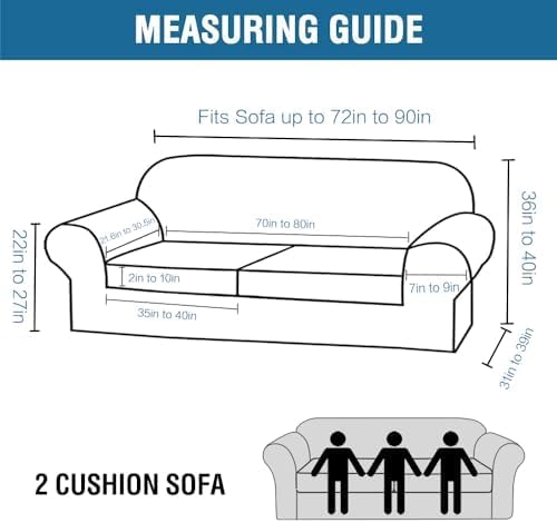H.VERSAILTEX Real Velvet Plush 3 Piece Stretch Sofa Covers Couch Covers for 2 Cushion Couch Sofa Slipcovers Width Up to 90 Inch Feature Thick Soft Stay in Place (Sofa, Porcelain White)