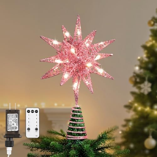 Lewondr Christmas Tree Topper, Plug 3D Starburst Lighted Star Tree Topper by Lewondr