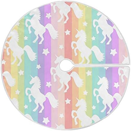 ATTX Rainbow Star Unicorn Christmas Tree Skirt 47.2 inch Ornaments Xmas Tree Skirts for Christmas Holiday Decoration New Year Party by ATTX