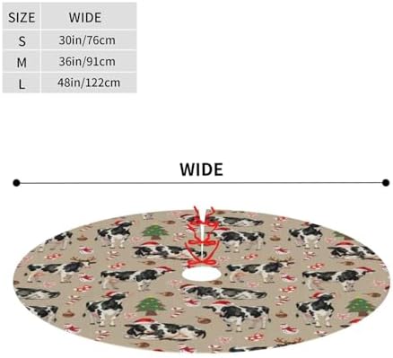 Cow Christmas Tree Skirts with Tassel Xmas Tree Skirt for Home Holiday Indoor Outdoor Seasonal Decors 30" - Image 6