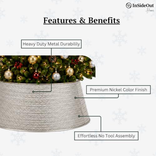 Inside Out Home Christmas Tree Skirt, Xmas Metal Tree Collar 27 Inch Diameter Base, Christmas Large Collar for Real or Artificial Tree, Xmas Decorations - Image 3