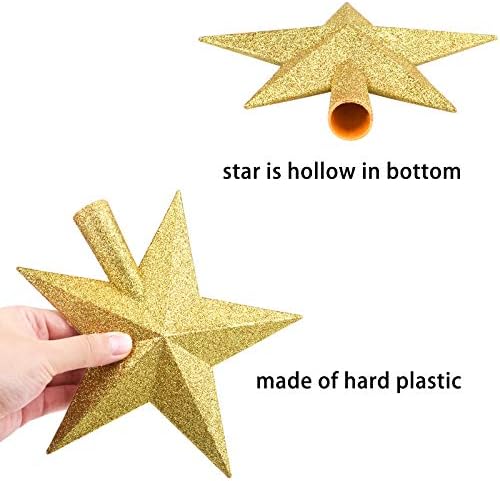 8 Inches Christmas Tree Top Crown Glitter Star Decoration (Golden) - Image 3