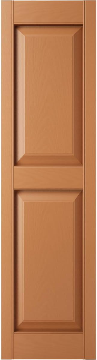 14 3/4"W x 35"H Lifetime Vinyl, Standard Two Equal Panels, Raised Panel Shutters, w/Installation Shutter-Lok's & Matching Screws (Per Pair), Treated Cedar