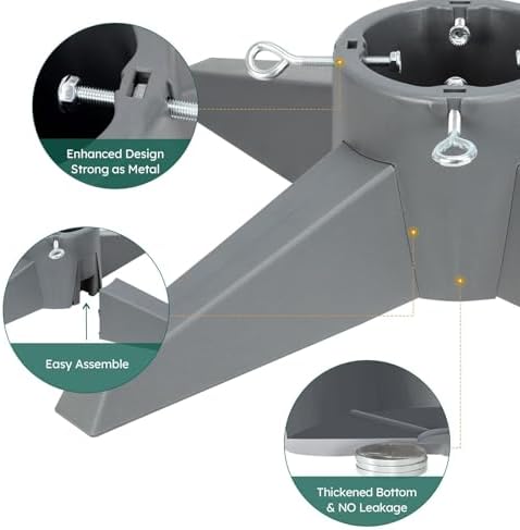 HarcoHome Christmas Tree Stand for Live Tree, Fits up to 8ft Real Tree, Sturdy Christmas Tree Holder with Spike for Real Tree, Xmas Tree Base Stand (Grey) - Image 6