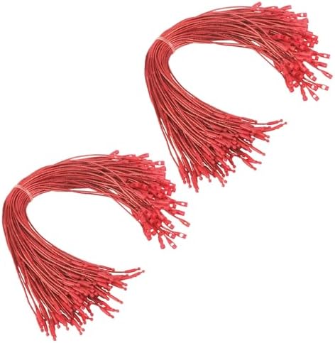 Christmas Hooks for Ornaments, 200 PCS Red Christmas Ornament String Ribbon Hangers with Snap Hanging Ropes Hooks Cords Locking Xmas Holiday Tree Decorations Toddler Proof Adjustable Pendant by OZOSHINE