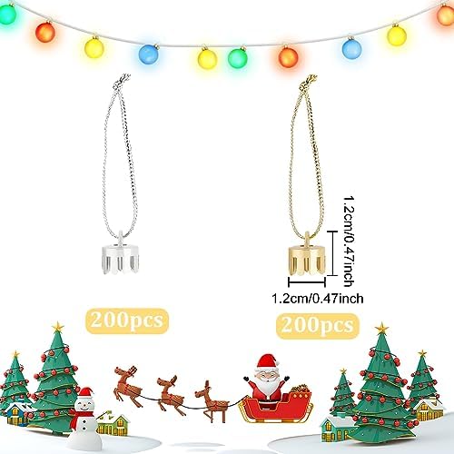 WEBEEDY 400pcs Christmas Ornament Topper Caps Gold and Silver Ornament Caps Hanger Replacement with Hanger Strings Cord Set for Christmas Tree Decorations DIY Crafts - Image 2