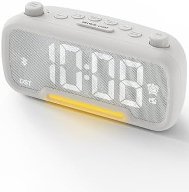 ROCAM Clock Radio, FM Radio Alarm Clock for Bedroom Modern Design, Auto Scan 20 Presets Auto-Off Sleep Timer, Bluetooth Speaker, Night Light, USB Ports, Brightness Dimmer by ROCAM