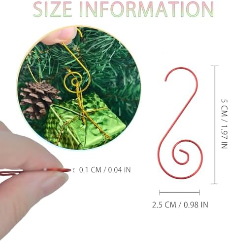 150 PCS Ornament Hooks Multicolor Christmas Ornament Hooks Christmas Tree Decoration S-Shaped Hangers Wire Hooks with Box Red Green Yellow (Circular Shape) - Image 2