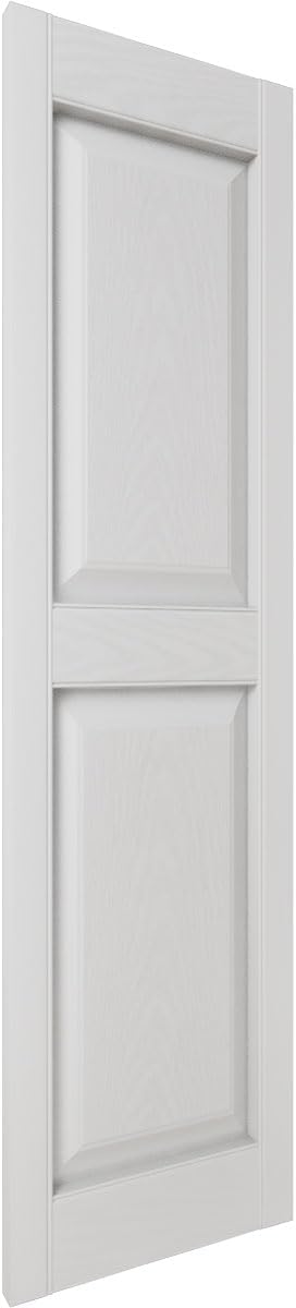 Ekena Millwork Lifetime Vinyl LP2S14X05900WH Standard Two Equal Panel Vinyls, Raised Panel Vinyl Shutters, w/Installation Shutter-Lok's & Matching Screws (Per Pair), 14.75"W x 59"H, White