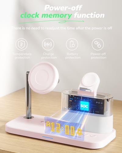 5 in 1 Mag-Safe Wireless Charger with Alarm Clock Night Light for Apple - Image 7