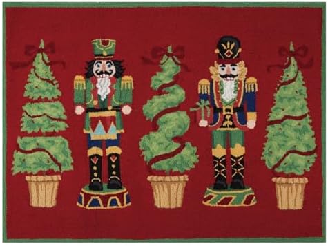 Peking Handicraft Nutcracker Topiary Christmas Decorative Hook Rug, 34 x 47-inch Length, Wool, Holiday Seasonal Decoration by Peking+Handicraft