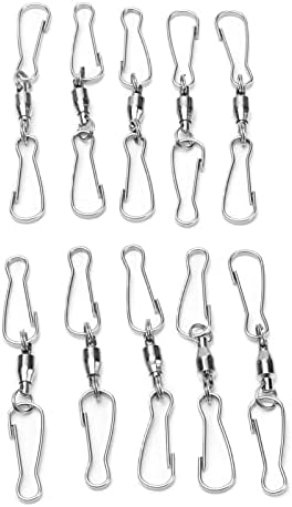 10 Pack Swivel Hook Stainless Steel 360 Rotating Wind Spinner Hooks Dual Clamp Holder for Bird Feeders Wind Chimes Spiral Ornaments Party Hanging Decor (Small Size 3.8x4.8cm) - Image 5