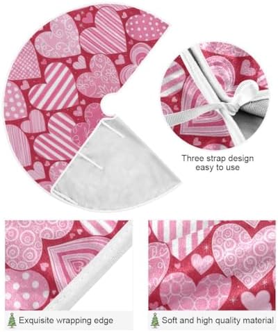 SUABO Valentine Pink Love Hearts 48 Inch Christmas Tree Skirt, Soft Xmas Tree Mat for Party Decoration Holiday Decor Christmas Decorations Indoor Outdoor - Image 2
