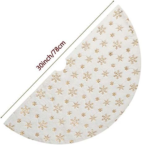 Sattiyrch Sequin Christmas Tree Skirt with Golden Snowflakes,Faux Fur White Soft Christmas Decorations for 4FT 5FT Xmas Tree???Golden Sonwflakes,30in ??? - Image 7