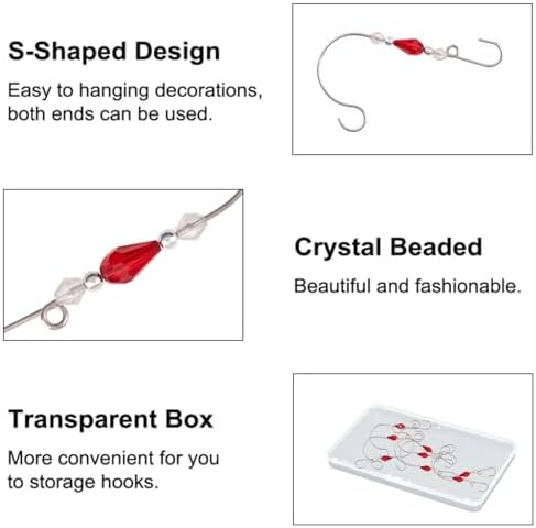 INCREWAY 30 Pcs Ornament Hooks with Beads Christmas Decorations Metal Hooks Wire Spiral Shaped for Christmas Tree Ornament Hanger - Image 3