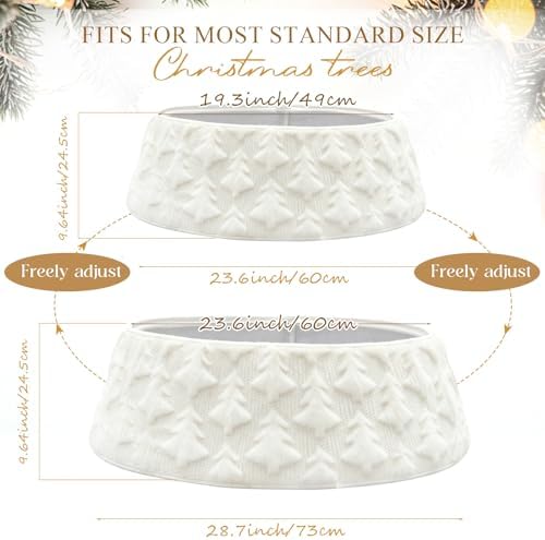 OurWarm White Faux Fur Christmas Tree Collar, Plush Tree Skirt Style Base Cover, Decorative Holiday Tree Ring for 7.5ft to 9Ft Trees, Rustic Farmhouse Christmas Decor Indoor - Image 4