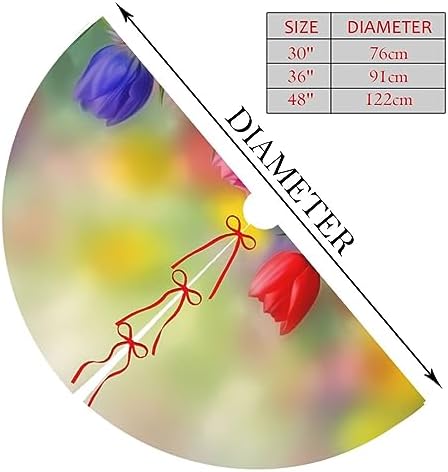 Summer Colorful Flowers Tree Skirts Xmas Ornaments, Spring Floral Tree Mat for Christmas Party Holiday All Occasions 48" - Image 2