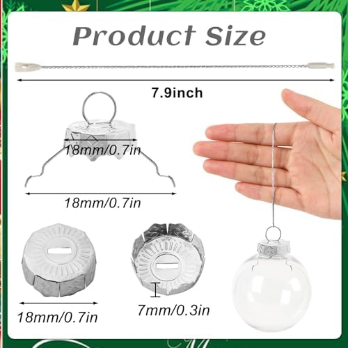 200 Sets 18 mm Silver Christmas Ornament Caps and Hangers String - Image 2