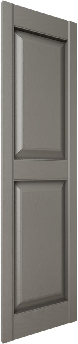Ekena Millwork Lifetime Vinyl LP2S14X05100TG Standard Two Equal Panel Vinyls, Raised Panel Vinyl Shutters, w/Installation Shutter-Lok's & Matching Screws (Per Pair),14.75"W x 51"H, Tuxedo Grey