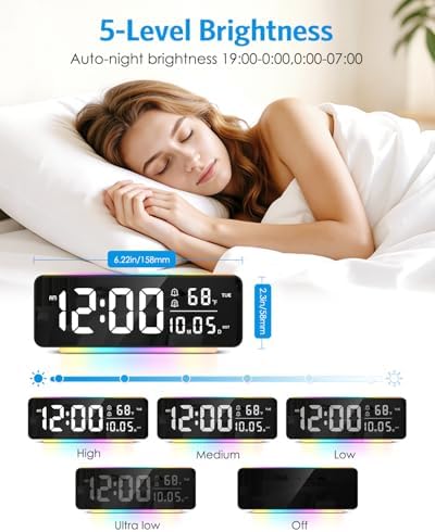 AMIR Digital Alarm Clock, 6.5" Large Display Bedside Clock, Plug-in Clock - Image 5