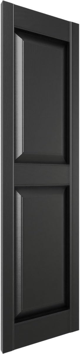 Ekena Millwork Lifetime Vinyl LP2S12X05500BL Standard Two Equal Panel Vinyls, Raised Panel Vinyl Shutters, w/Installation Shutter-Lok's & Matching Screws (Per Pair), 12"W x 55"H, Black