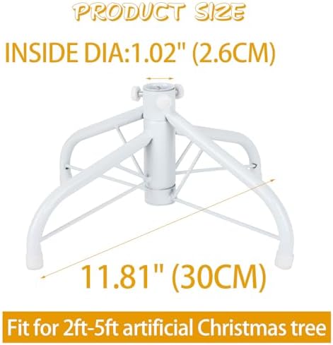 CCINEE Metal Christmas Tree Stand, Universal Folding Xmas Tree Stand 11.8 Inch Replacement Tree Stand Base for 2 Ft to 5 Ft Christmas Artificial Trees Fake Tree, White - Image 2