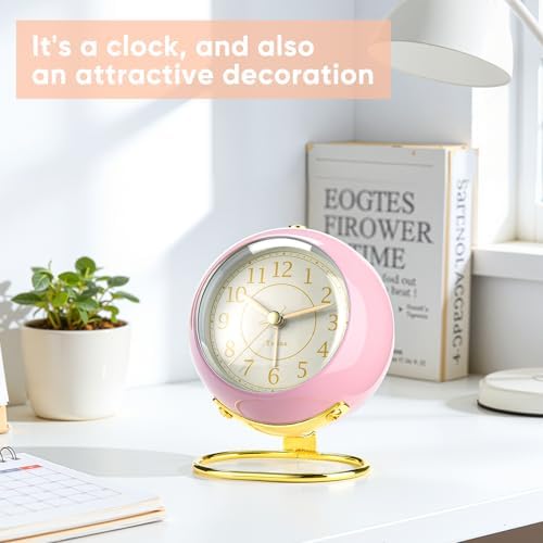 Analog Alarm Clocks,Retro Backlight Cute Simple design Small desk Clock With Night Light,Silent Non-Ticking,Battery Powered,For Kids,teens,Bedroom,travel,kitchen,Bedside Desk decor. (Light pink) - Image 7