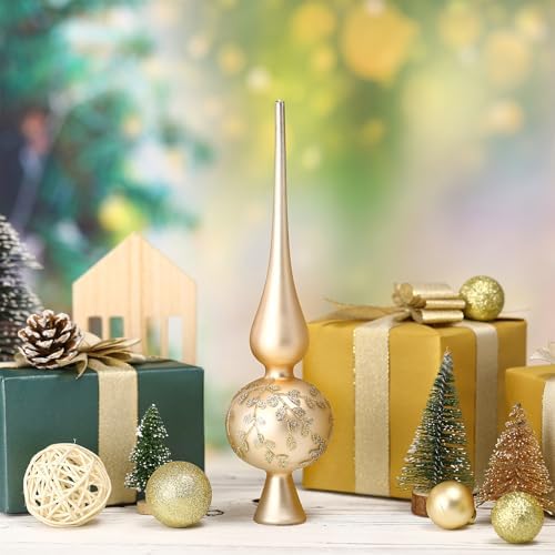 Gejoy Mercury Glass Christmas Finials Tree Topper Gold Ornaments - Image 5