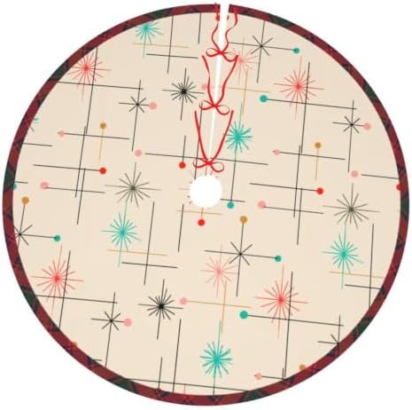 Retro Starburst Mid Century Christmas Tree Skirt Xmas Tree Mat Holiday Party Home Ornaments Decorations 48 inch by Unknown