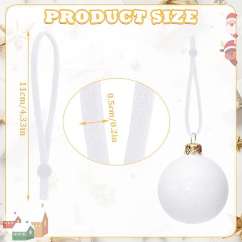 JUNEBRUSHS 150Pcs Ornament Hangers for Christmas Tree, Adjustable Ribbon Hangers Christmas Ties String Ribbon Loops for Ornament Hanging Tree Decorations, White - Image 3