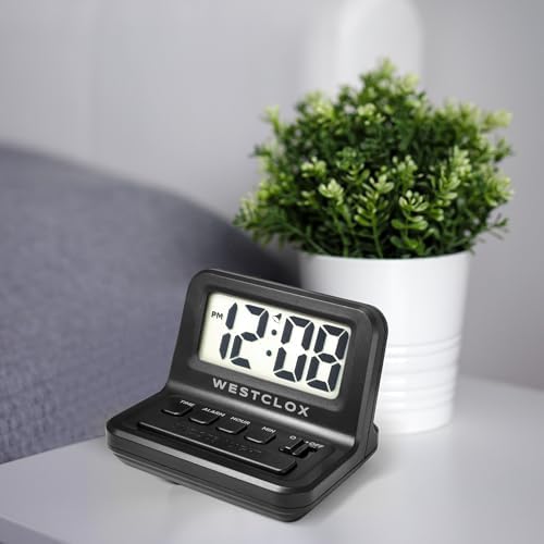Westclox LCD Digital Bedside Alarm Clock with White Backlit Display and Snooze Function, Battery Operated, (Black, 3-Inch) - Image 6