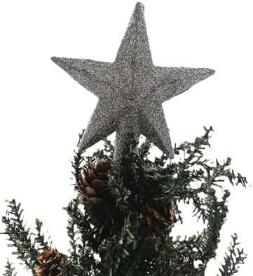 Kurt Adler 4" Petite Treasures Silver Glittered Mini Star Christmas Tree Topper - Unlit - Image 4
