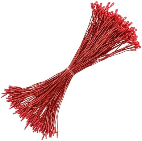 100pcs Ornament Hangers String, 7.87 Inch Precut Metallic Tinsel Rope Ornament Hanging Ropes with Snap Fastener for Christmas Tree Baubles Tags Party Favor, Red by homeemoh