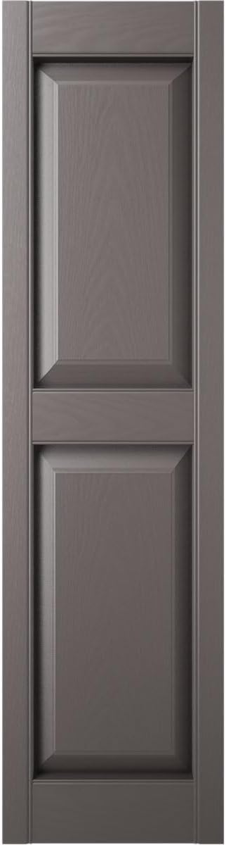 Ekena Millwork Lifetime Vinyl LP2S12X04300MS Standard Two Equal Panel Vinyls, Raised Panel Vinyl Shutters, w/Installation Shutter-Lok's & Matching Screws (Per Pair), 12"W x 43"H, Musket Brown
