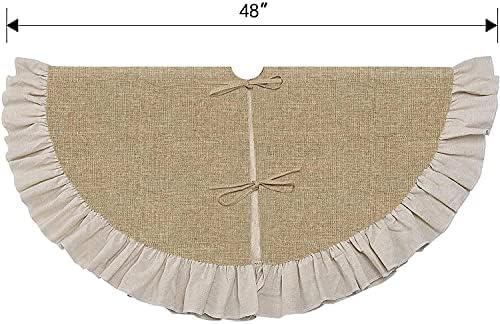 Burlap Fall Christmas Tree Skirt with Ruffle, 48'' Large Tree Decorations - Image 5