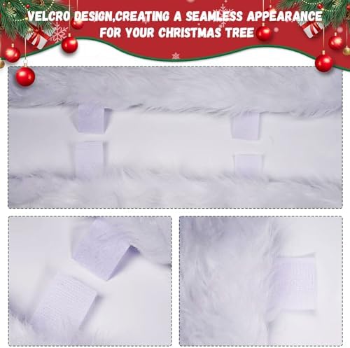 Christmas Tree Skirt White, 48 Inch Soft Faux Fur Xmas Tree Skirts, Large Luxury Velvet Plush Christmas Trees Decoration, White Ornaments for Christmas Holiday Party Indoor Party Home Decor - Image 5