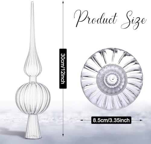 Gejoy 12" Mercury Glass Christmas Tree Topper,Classic,Transparent - Image 2