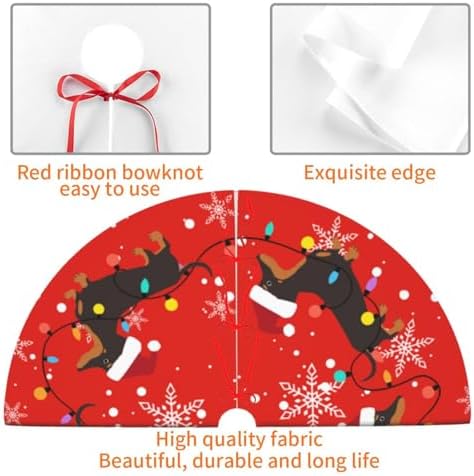 Dachshund Christmas Tree Skirt Dog Funny Tree Mat for Farmhouse Xmas Holiday Party Decorations Indoor Outdoor 36 Inch - Image 3