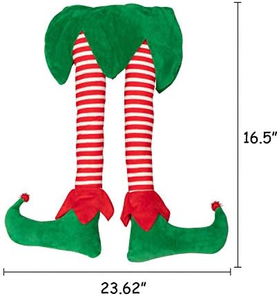 Geefuun 23?€? Christmas Elf Stuffed Legs Stuck Tree Topper Decorations -Xmas Holiday Indoor Outdoor Decor Party Ornaments and Decorations - Image 4