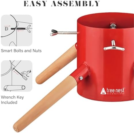 Tree Nest Christmas Tree Stand Base Xmas Modern Tree Metal Holder Stand for 10ft Real Tree Xmas Tree Decoration（Family,Red） - Image 6