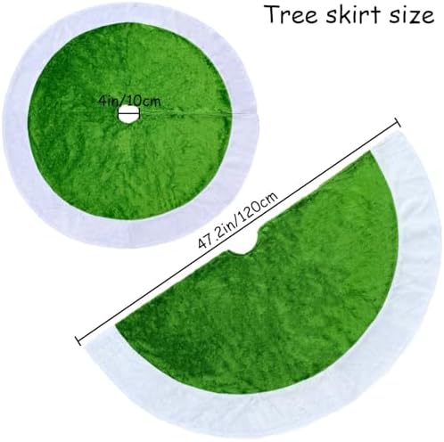 Christmas Tree Skirt Green 48 Inch Faux Fur Trees Skirt Soft Fluffy Plush Xmas Tree Skirts Green Ornaments for Grich Christmas Decorations New Year Holiday Family Indoor Outdoor Decor - Image 4