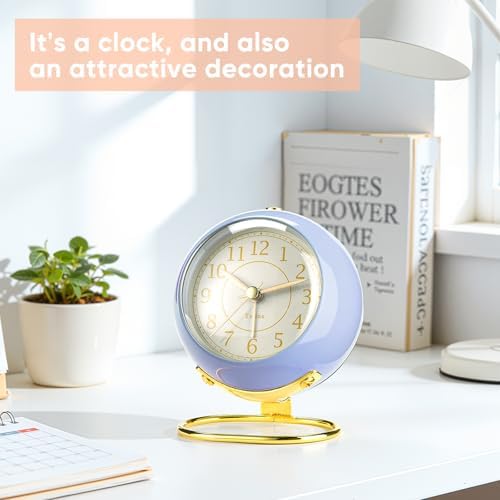 Analog Alarm Clocks,Retro Backlight Cute Simple design Small desk Clock With Night Light,Silent Non-Ticking,Battery Powered,For Kids,teens,Bedroom,travel,kitchen,Bedside Desk decor. (Retro Blue) - Image 7