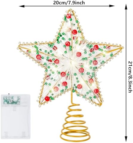 Whaline Christmas Star Tree Topper Gold 3D Star Tree Top with LED Lights Battery Powered Treetop Ornament for Xmas Winter Party Favor Indoor Outdoor Decor - Image 2