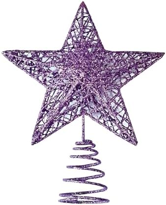 Christmas Tree Star Topper, Xmas Tree Topper Glittered 5 Point Star Treetop for Christmas Tree Ornament (Purple) by Higoala