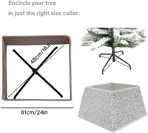 White Christmas Tree Collars for Atificial Trees, 24 Inch Sparkling Sequins Christmas Skirt, Base Cover,Holiday Home Decor Ring(Medium) - Image 5