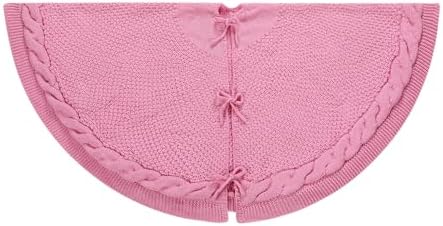 Sattiyrch Christmas Tree Skirt,Luxury Cable Knit Knitted Thick Rustic Xmas Holiday Decoration (Pink,48in) - Image 7